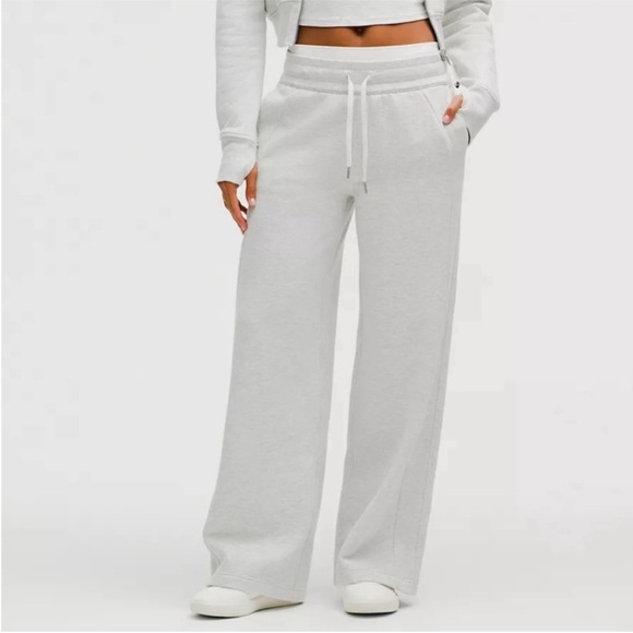 lululemon athletica Pants - Lululemon wide leg scuba high rise joggers sweatpants light gray